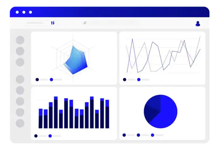 Analytics dashboard with charts and graphs interface